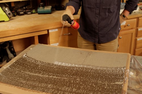 apply DAP Weldwood Contact Cement Spray Adhesive